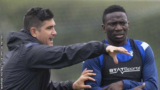 Xisco Munoz and Peter Etebo