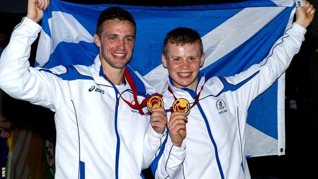 Josh Taylor (left) and Charlie Flynn both won medals in Glasgow 2014 after previously competing in the Commonwealth Youth Games