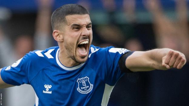 Wolves defender Conor Coady in action on loan for Everton