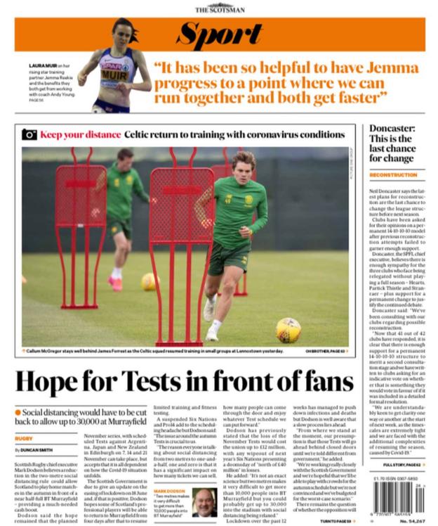 The back page of the Scotsman on 120620