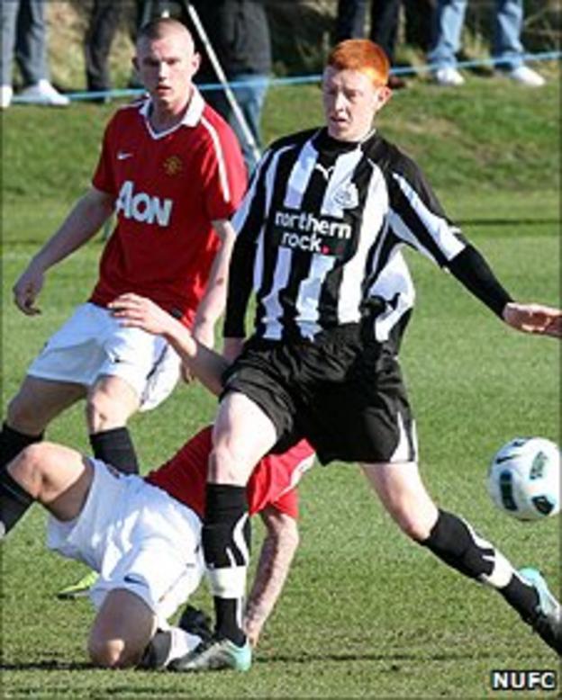 Michael Richardson playing for the reserves against Manchester United