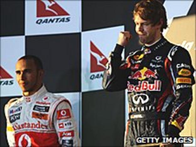 Sebastian Vettel took top podium spot in Melbourne ahead of Lewis Hamilton