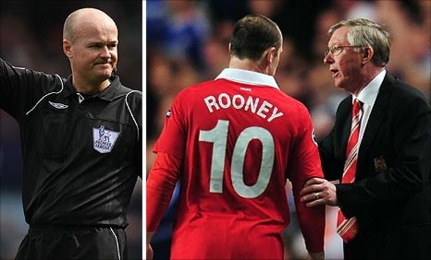 Lee Mason, Wayne Rooney and Sir Alex Ferguson