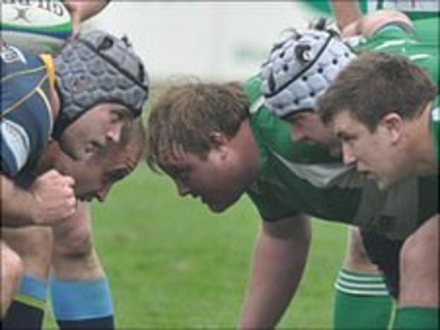 Rugby: Preparing for the scrum in the Guernsey versus Guildford match