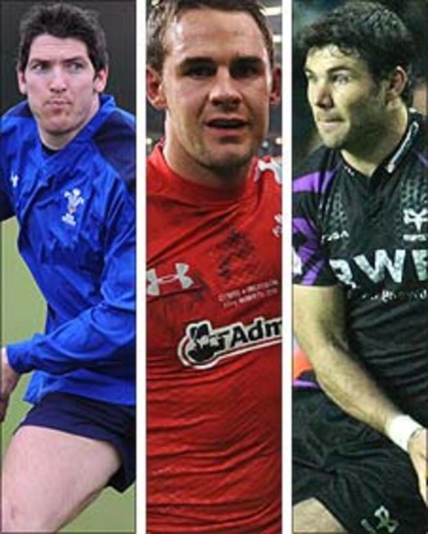 James Hook, Lee Byrne and Mike Phillips