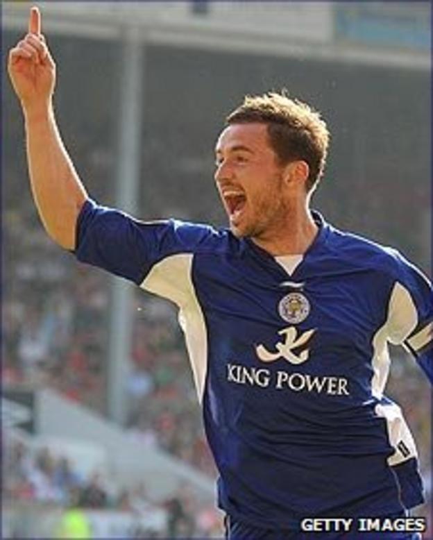 Leicester captain Matt Oakley celebrates