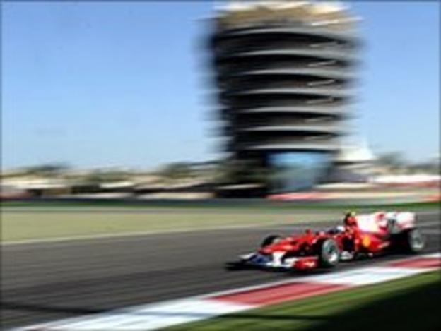 Fernando Alonso on his way to victory in the 2010 Bahrain Grand Prix
