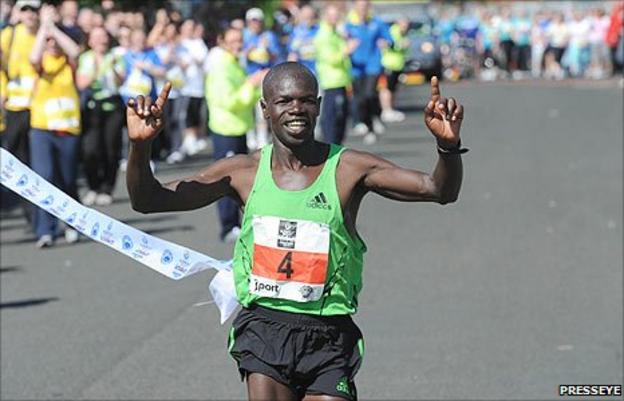 Kenya's Jacob Chesire ran a record time at the Belfast Marathon