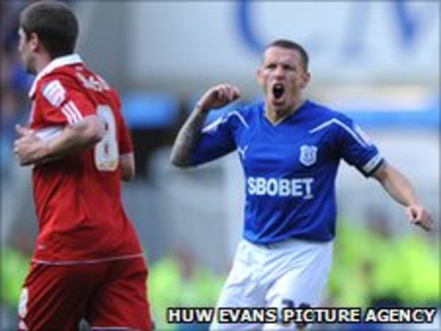 Captain Craig Bellamy shows his frustration as another Cardiff move comes to nothing