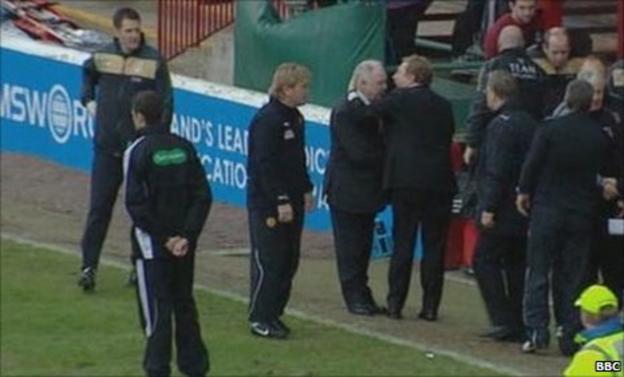 Brown had an altercation with his former boss at Fir Park, Well chairman John Boyle