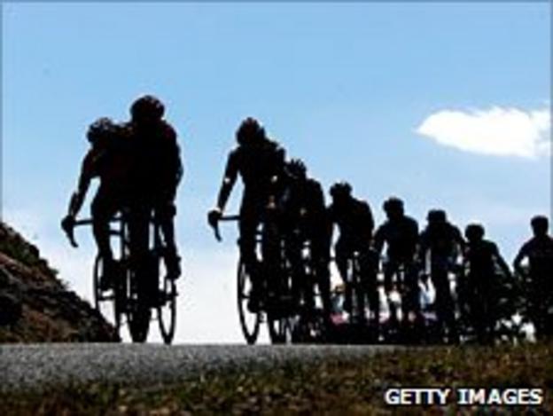 Riders compete in the Tour de France