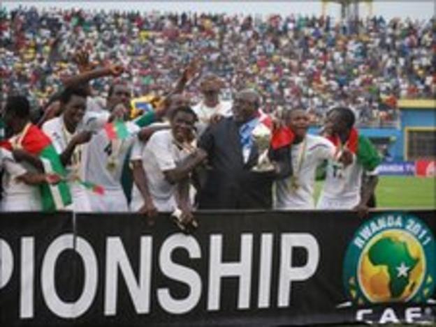 Burkina Faso celebrate winning the African Under-17 Championships