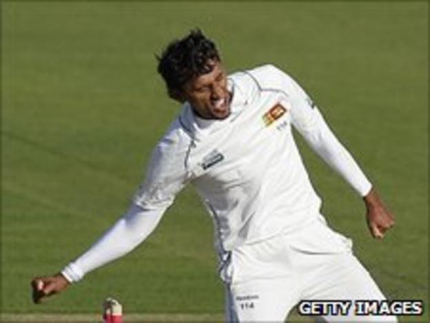 Lakmal struck a late blow with the wicket of Strauss