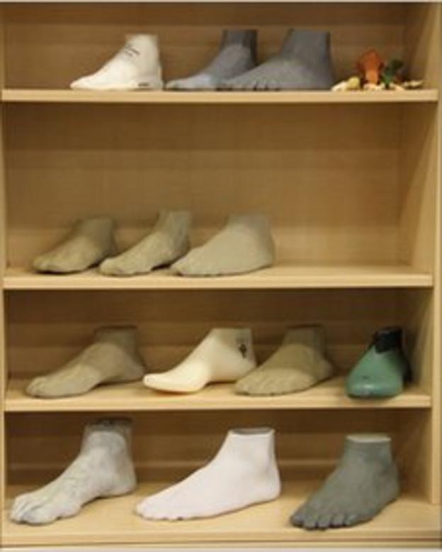 Moulds of sportstars' feet