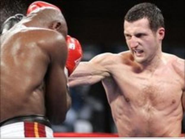 Carl Froch lands a punch in a hard-fought fight