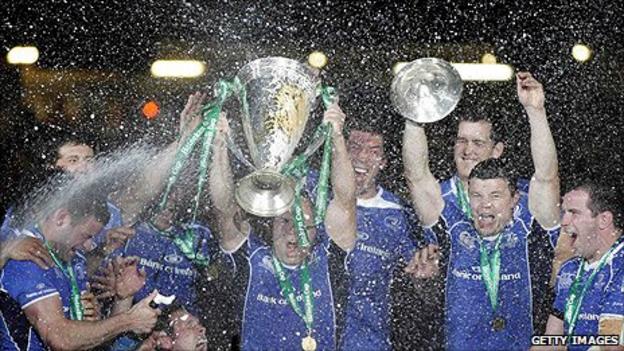 Leinster celebrate victory over Northampton in Cardiff last month