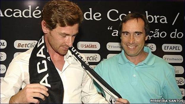 Andre Villas-Boas and Academica president Jose Eduardo Simoes