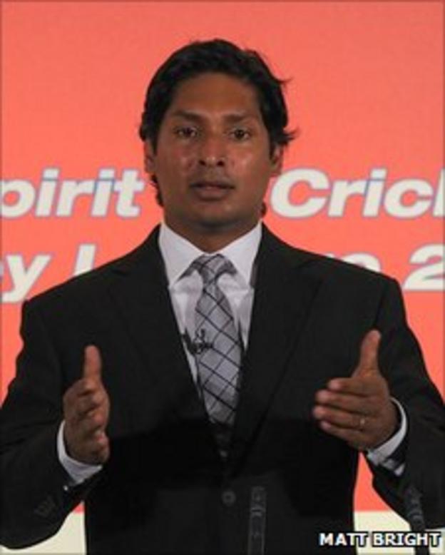 Kumar Sangakkara delivering the annual Cowdrey lecture