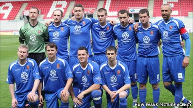 Bangor City's player line-up before last season's Welsh Cup Final