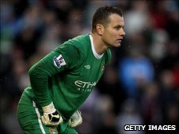 Shay Given playing for Manchester City