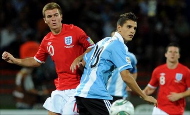 England Under-20 player Callum McManaman in action against Argentina