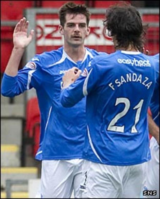 Cillian Sheridan and Francisco Sandaza celebrate