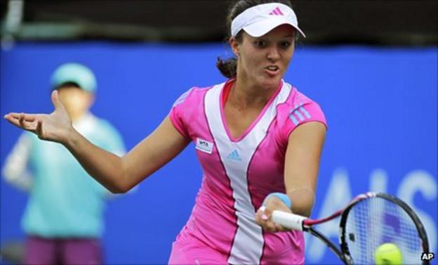 Laura Robson in action at the Pacific Open in Tokyo