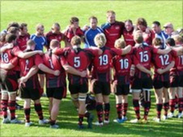 Jersey Rugby Club huddle
