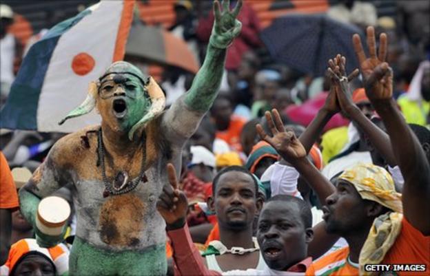 Niger fans celebrate last month's victory over South Africa