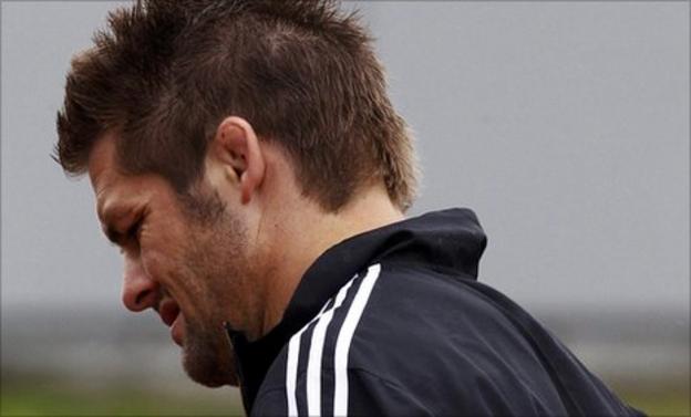 Richie McCaw walks away from an All Blacks training session on Wednesday