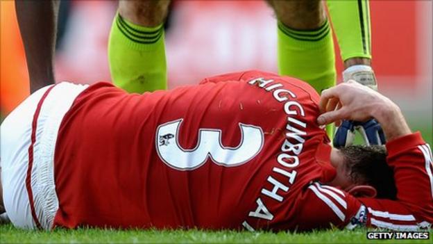 Stoke City defender Danny Higginbotham was injured in the 1-1 draw against Chelsea in April