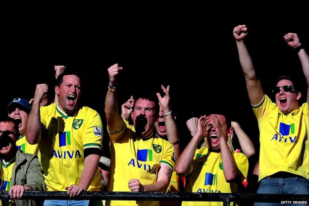 Norwich fans enjoy their team's win