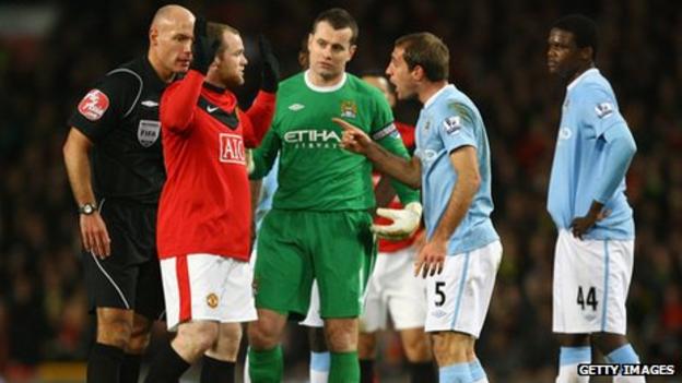 United and City players arguing