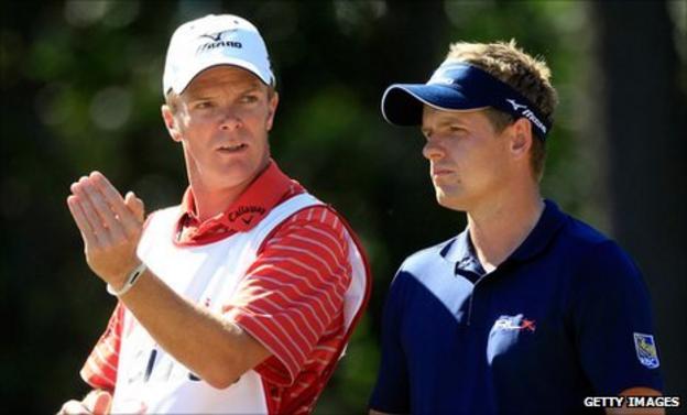 Luke Donald (right) with caddie Gareth Lord