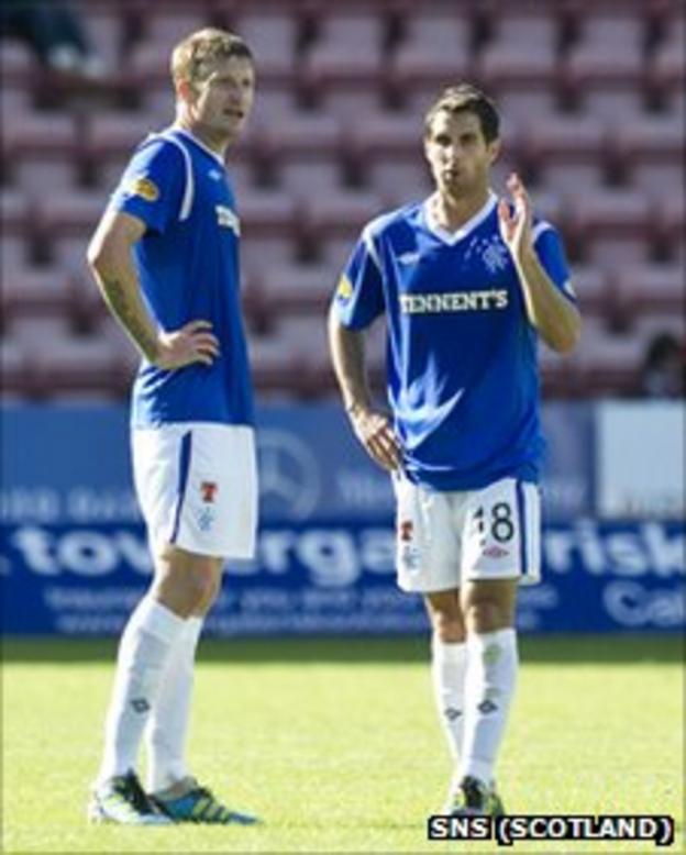 Rangers defenders Dorin Goian and Carlos Bocanegra
