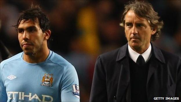 Carlos Tevez and Roberto Mancini