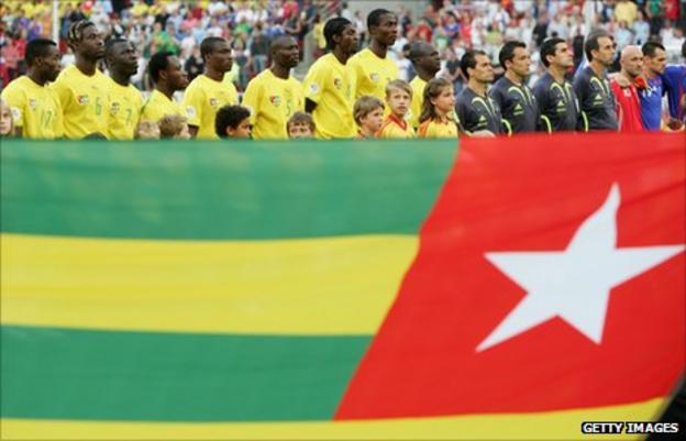Togo line up for their 2006 World Cup encounter against France