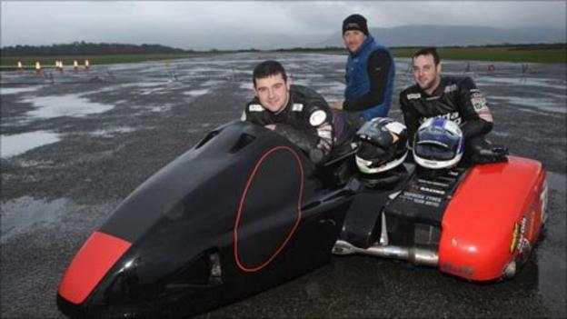 Michael Dunlop has his first test in a sidecar at the Jurby circuit