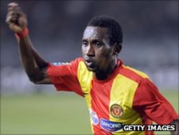 Harrison Afful of Esperance and Ghana celebrates scoring in the second leg of the final of the African Champions League