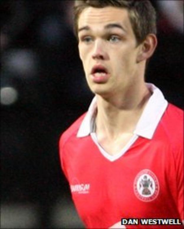 Tom Bender playing against Notts County