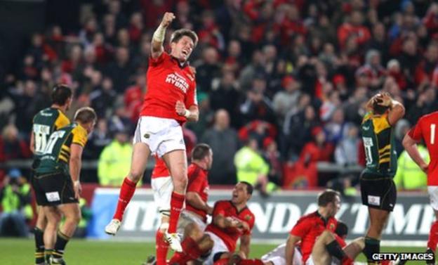 Ronan O'Gara's injury-time drop-goal clinched victory for Munster