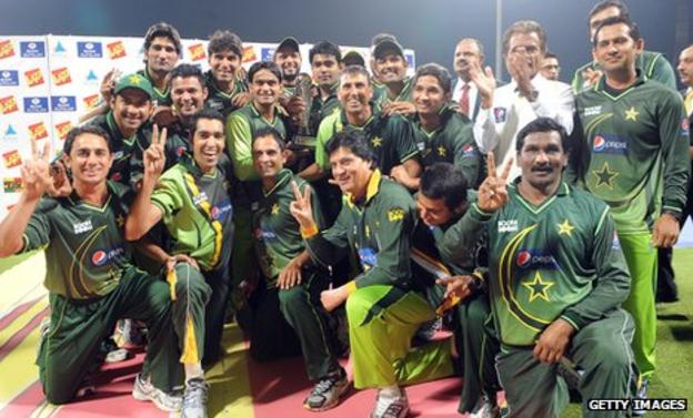 Pakistan with the one-day series trophy