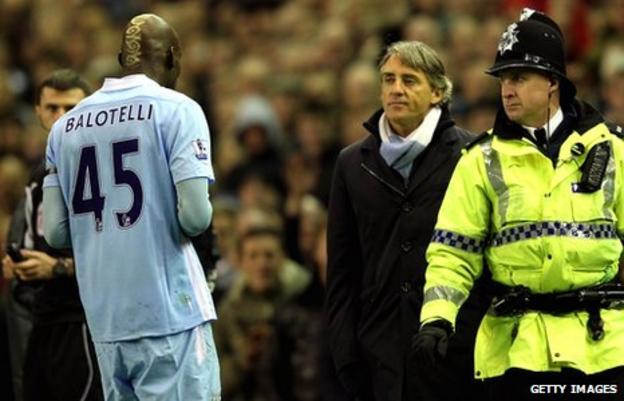Mario Balotelli is dismissed at Anfield