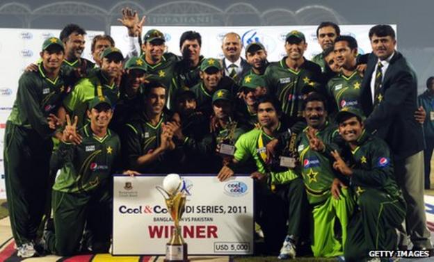 Pakistan with the one-day series trophy