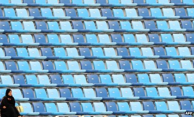 Virtually empty DSC Stadium in Dubai