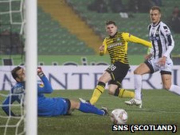 Celtic's Gary Hooper in action against Udinese