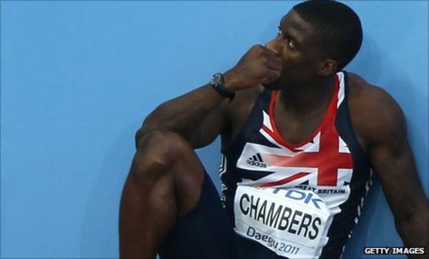 Dwain Chambers after being disqualified for a false start at the World Athletics Championships in August