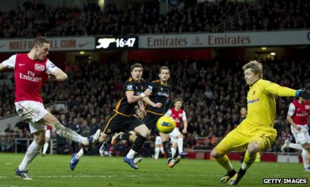 Wolves goalkeeper Wayne Hennessey who helped his side to a 1-1 draw at Arsenal