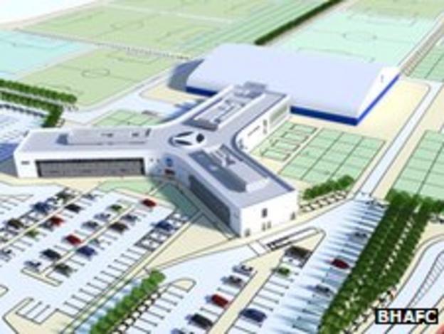 An artist's impression of Brighton's new training complex in West Sussex