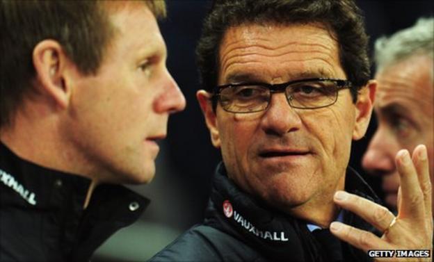 Stuart Pearce and England manager Fabio Capello